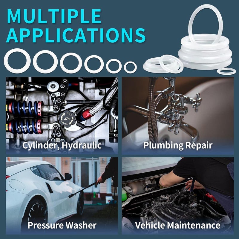 Keze 660 PCS 18 Size Clear Food Grade Silicone O Ring Assortment Kit and 14 Size Silicone Washer Set,Silicone O Ring for Seal Plumbing Faucet Hose - Image 4
